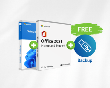Microsoft Office 2021 Home & Student + Windows 11 Home + Free USB Backup