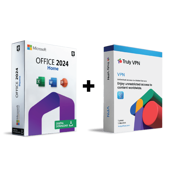 EkSoftware Microsoft Office 2024 Home + Truly VPN 1 Year 1 Device